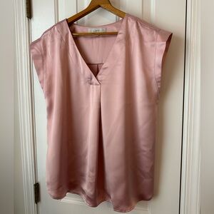 LOFT Satin Cap Sleeve V-Neck Top. M